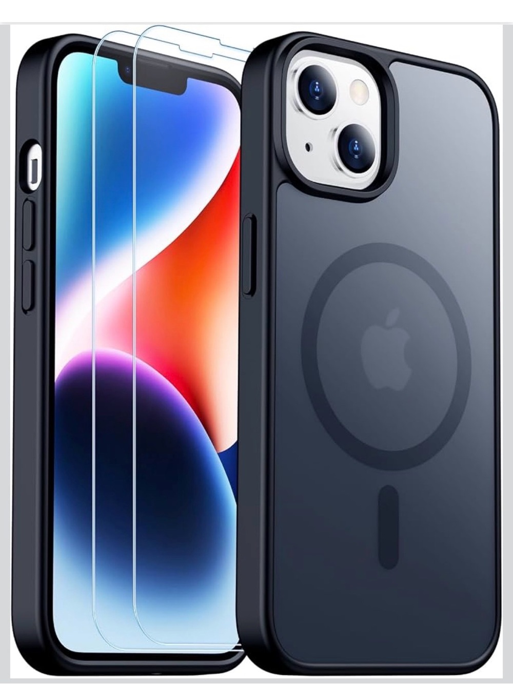 🆕 Spidercase IPhone 13 and IPhone 14 6.1” Black Case & 2 Screen Protectors